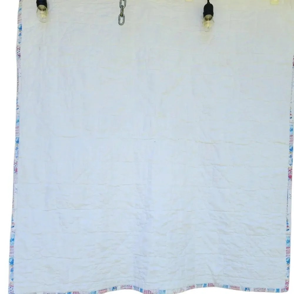 Vintage 1980's Handmade Holly Hobbie 42x43.5 Lightweight Baby Blanket/ Quilt